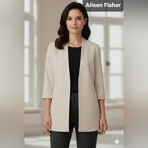 NWT Eileen Fisher💝$538 orig Price CLASSIC CREAM Blazer WITH FRONT POCKETS Sz PL